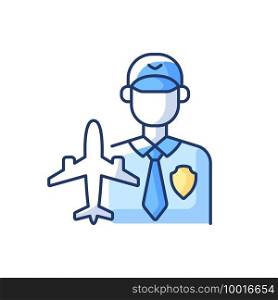 Aviation security RGB color icon. Airport security control system. Safety flights. Airlines management improvement. Professional service. Civil aviation. Isolated vector illustration. Aviation security RGB color icon