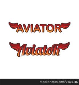 aviator text with red wing set vector art. aviator text with red wing set vector