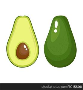avocado food icon. Avocado fruit whole and half. Vector illustration in flat style. avocado food icon.