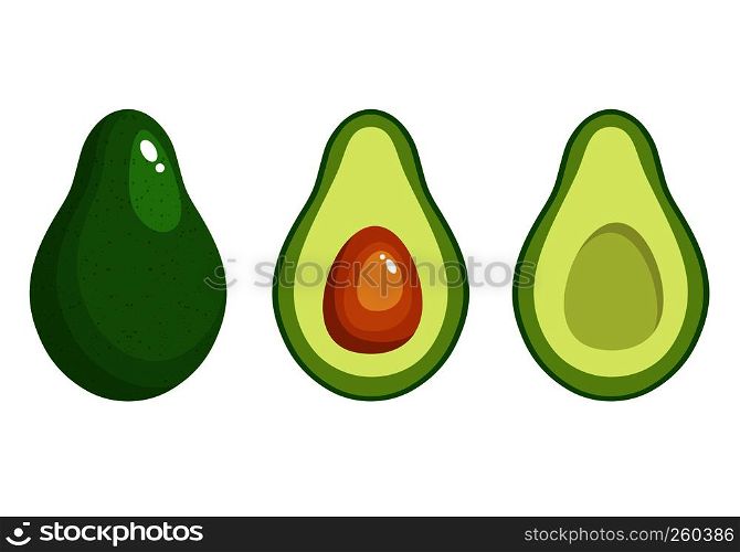 Avocado fruit icon inside and outside . Vector illustration, Green food symbol isolated on white background. Avocado fruit icon. Vector illustration on white background