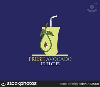 Avocado juice icon logo vector template