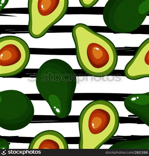 Avocado seamless pattern for textiles, prints, clothing, scrapbooking, banner and more. Ripe vegetables on striped background. Healthy food print. Can be used for textile, kitchen, scrapbooking.. Avocado print Seamless pattern for textiles, prints, clothing, blanket, banner, and more.