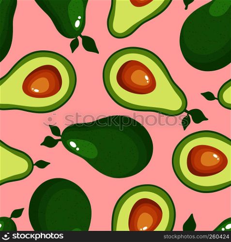 Avocado seamless pattern for textiles, prints, clothing, scrapbooking, banner and more. Ripe vegetables on pink background. Healthy food print. Can be used for textile, kitchen, scrapbooking.. Avocado print Seamless pattern for textiles, prints, clothing, blanket, banner, and more.