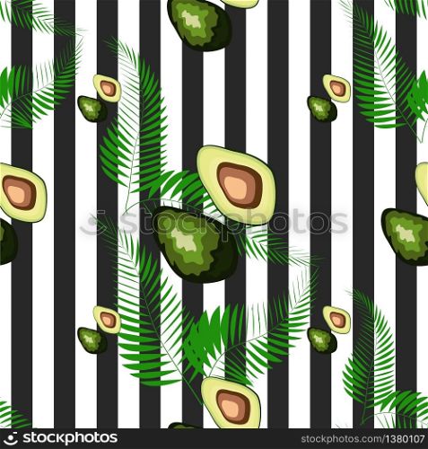 Avocado seamless pattern. Ripe vegetables on striped background. Healthy food print. Avocado seamless pattern. Ripe vegetables on striped background. Healthy food print.