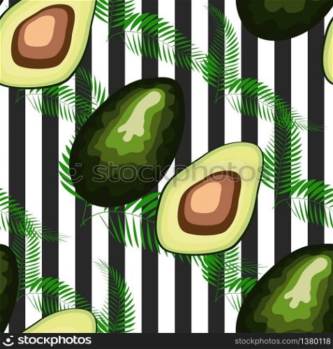 Avocado seamless pattern. Ripe vegetables on striped background. Healthy food print. Avocado seamless pattern. Ripe vegetables on striped background. Healthy food print.