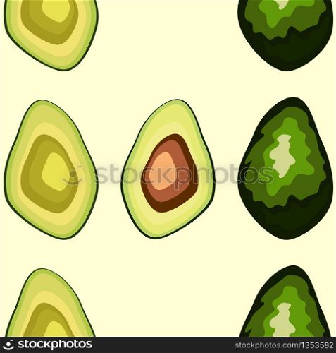 Avocado seamless pattern. Whole and sliced avocado. Original simple flat illustration. Shabby style.. Avocado seamless pattern. Whole and sliced avocado