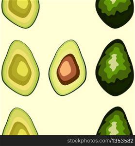 Avocado seamless pattern. Whole and sliced avocado. Original simple flat illustration. Shabby style.. Avocado seamless pattern. Whole and sliced avocado