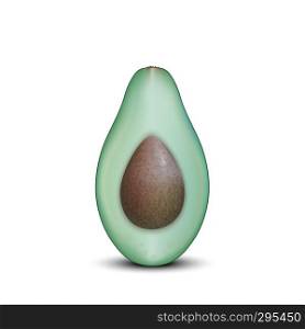 Avocado slices isolated on white background. Realistic 3d vector illustration.