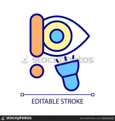 Avoid direct light RGB color icon. Ophthalmologist recommendation after surgery. Patient should avoid bright lights. Isolated vector illustration. Simple filled line drawing. Editable stroke. Avoid direct light RGB color icon