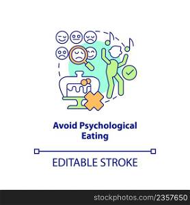 Avoid psychological eating concept icon. Maintaining weight after diet abstract idea thin line illustration. Isolated outline drawing. Editable stroke. Arial, Myriad Pro-Bold fonts used. Avoid psychological eating concept icon