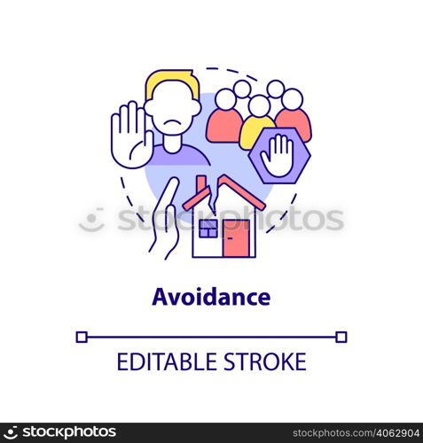 Avoidance concept icon. Keep away from trauma related causes. Criteria for PTSD abstract idea thin line illustration. Isolated outline drawing. Editable stroke. Arial, Myriad Pro-Bold fonts used. Avoidance concept icon