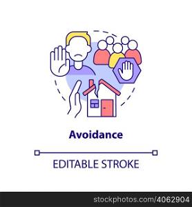 Avoidance concept icon. Keep away from trauma related causes. Criteria for PTSD abstract idea thin line illustration. Isolated outline drawing. Editable stroke. Arial, Myriad Pro-Bold fonts used. Avoidance concept icon