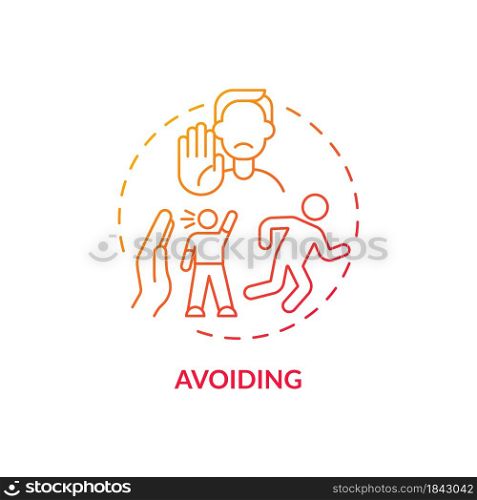 Avoiding red gradient concept icon. Ignoring problems with communication. Conflict management strategy issue abstract idea thin line illustration. Vector isolated outline color drawing. Avoiding red gradient concept icon