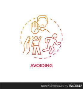 Avoiding red gradient concept icon. Ignoring problems with communication. Conflict management strategy issue abstract idea thin line illustration. Vector isolated outline color drawing. Avoiding red gradient concept icon