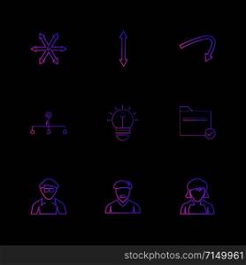 avtar , bulb, folder ,arrows , directions , avatar , download , upload , apps , user interface , scale , reset message , up , down , left , right , icon, vector, design, flat, collection, style, creative, icons