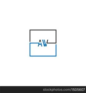 AW logo letter design concept in black and blue color