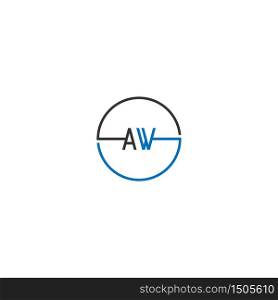 AW logo letter design concept in black and blue color