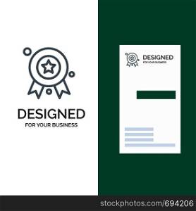 Award, Award Badge, Award Ribbon, Badge Grey Logo Design and Business Card Template