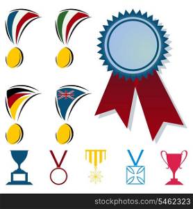 Award. Awards in the form of medals and cups. A vector illustration