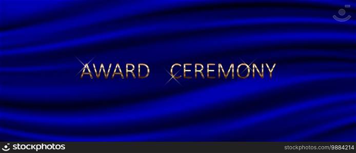 Award ceremony banner with blue silk background