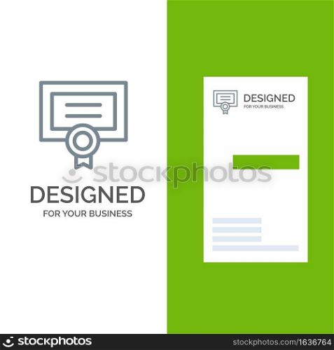 Award, Certificate, Degree, Diploma Grey Logo Design and Business Card Template