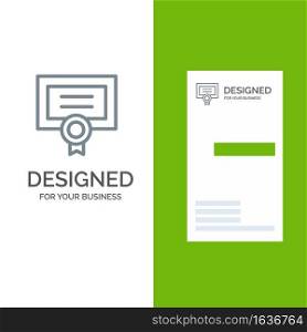 Award, Certificate, Degree, Diploma Grey Logo Design and Business Card Template