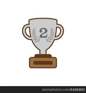 Award  ch&ion trophy silver medal number second , 2nd success ch&ion achievement award icon isolated vector illustration