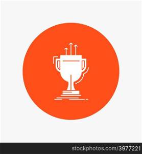 award, competitive, cup, edge, prize White Glyph Icon in Circle. Vector Button illustration