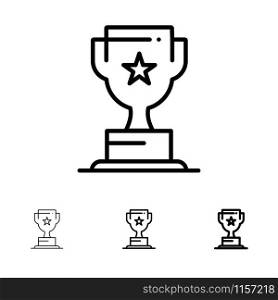 Award, Cup, Business, Marketing Bold and thin black line icon set