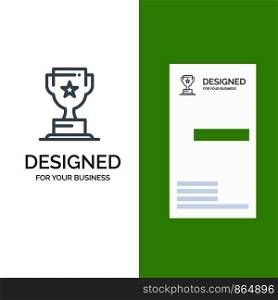 Award, Cup, Business, Marketing Grey Logo Design and Business Card Template