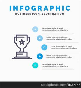 Award, Cup, Business, Marketing Line icon with 5 steps presentation infographics Background
