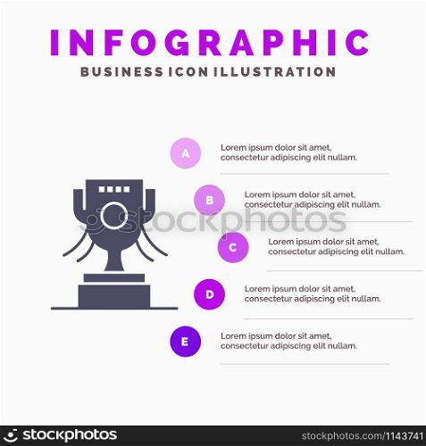 Award, Cup, Ireland Solid Icon Infographics 5 Steps Presentation Background