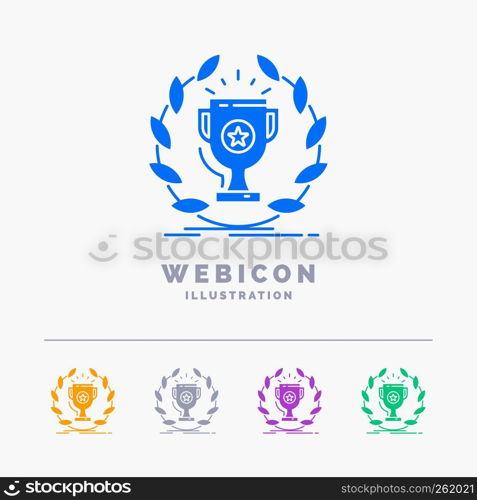 award, cup, prize, reward, victory 5 Color Glyph Web Icon Template isolated on white. Vector illustration