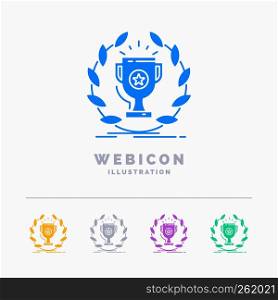 award, cup, prize, reward, victory 5 Color Glyph Web Icon Template isolated on white. Vector illustration