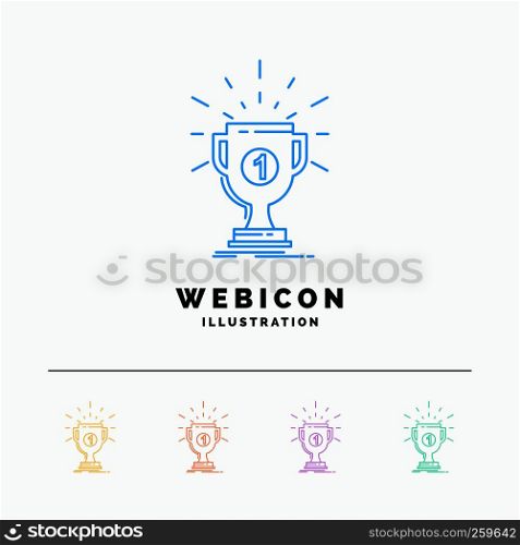 award, cup, prize, reward, victory 5 Color Line Web Icon Template isolated on white. Vector illustration