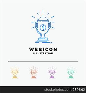 award, cup, prize, reward, victory 5 Color Line Web Icon Template isolated on white. Vector illustration