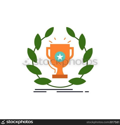 award, cup, prize, reward, victory Flat Color Icon Vector