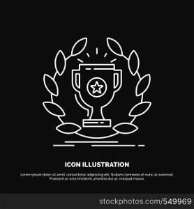 award, cup, prize, reward, victory Icon. Line vector symbol for UI and UX, website or mobile application. Vector EPS10 Abstract Template background