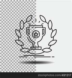 award, cup, prize, reward, victory Line Icon on Transparent Background. Black Icon Vector Illustration. Vector EPS10 Abstract Template background