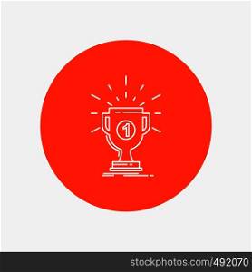 award, cup, prize, reward, victory White Line Icon in Circle background. vector icon illustration. Vector EPS10 Abstract Template background