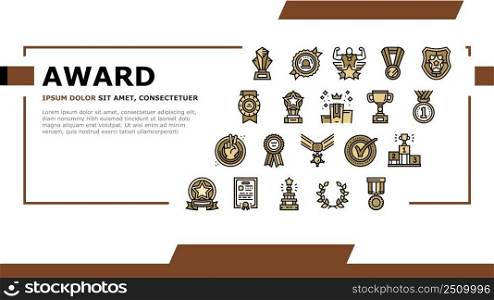 Award For Winner In Ch&ionship Landing Web Page Header Banner Template Vector. Trophy Award In Form Star And Diploma Certificate Win And Victory Sportive Competition. Golden Medal Cup Illustration. Award For Winner In Ch&ionship Landing Header Vector