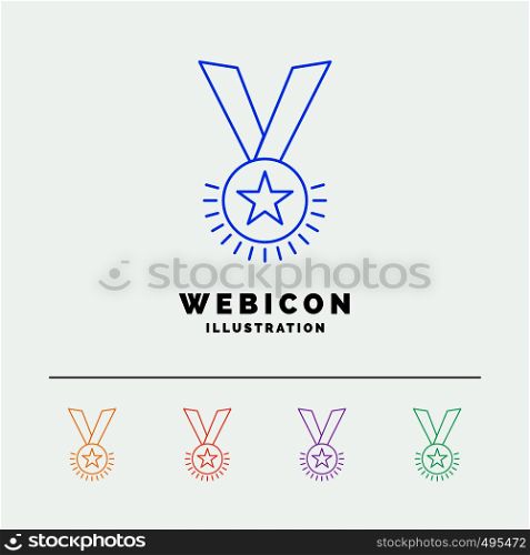 Award, honor, medal, rank, reputation, ribbon 5 Color Line Web Icon Template isolated on white. Vector illustration. Vector EPS10 Abstract Template background