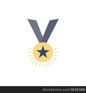 Award, honor, medal, rank, reputation, ribbon Flat Color Icon Vector