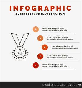 Award, honor, medal, rank, reputation, ribbon Infographics Template for Website and Presentation. Line Gray icon with Orange infographic style vector illustration. Vector EPS10 Abstract Template background
