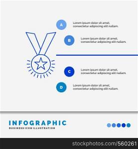 Award, honor, medal, rank, reputation, ribbon Infographics Template for Website and Presentation. Line Blue icon infographic style vector illustration. Vector EPS10 Abstract Template background