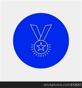 Award, honor, medal, rank, reputation, ribbon White Line Icon in Circle background. vector icon illustration. Vector EPS10 Abstract Template background