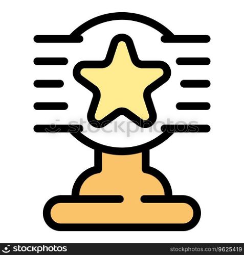 Award icon outline vector. Cup prize. Star design color flat. Award icon vector flat