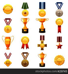 Award icons set. Flat illustration of 16 award vector icons for web. Award icons set, cartoon style