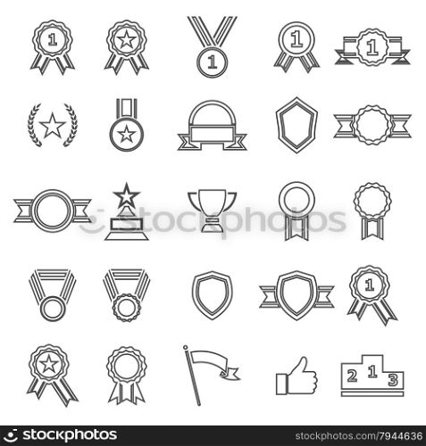 Award line icons on white background, stock vector