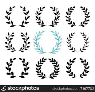 Award luarel symbols, winner prize vector icons isolated on white background. Award luarel set